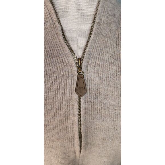 Tasso Elba Men's Beige 100% Wool Full Zip Sweater Size L - Picture 5 of 7